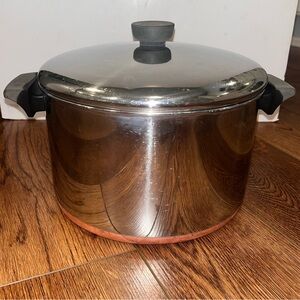 Vintage Revere Ware 6 Quart Stainless Copper Bottom Pot: W/ Lid 93 d